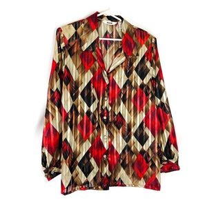 Vintage Alia Sheer Long Sleeve Button Down Blouse